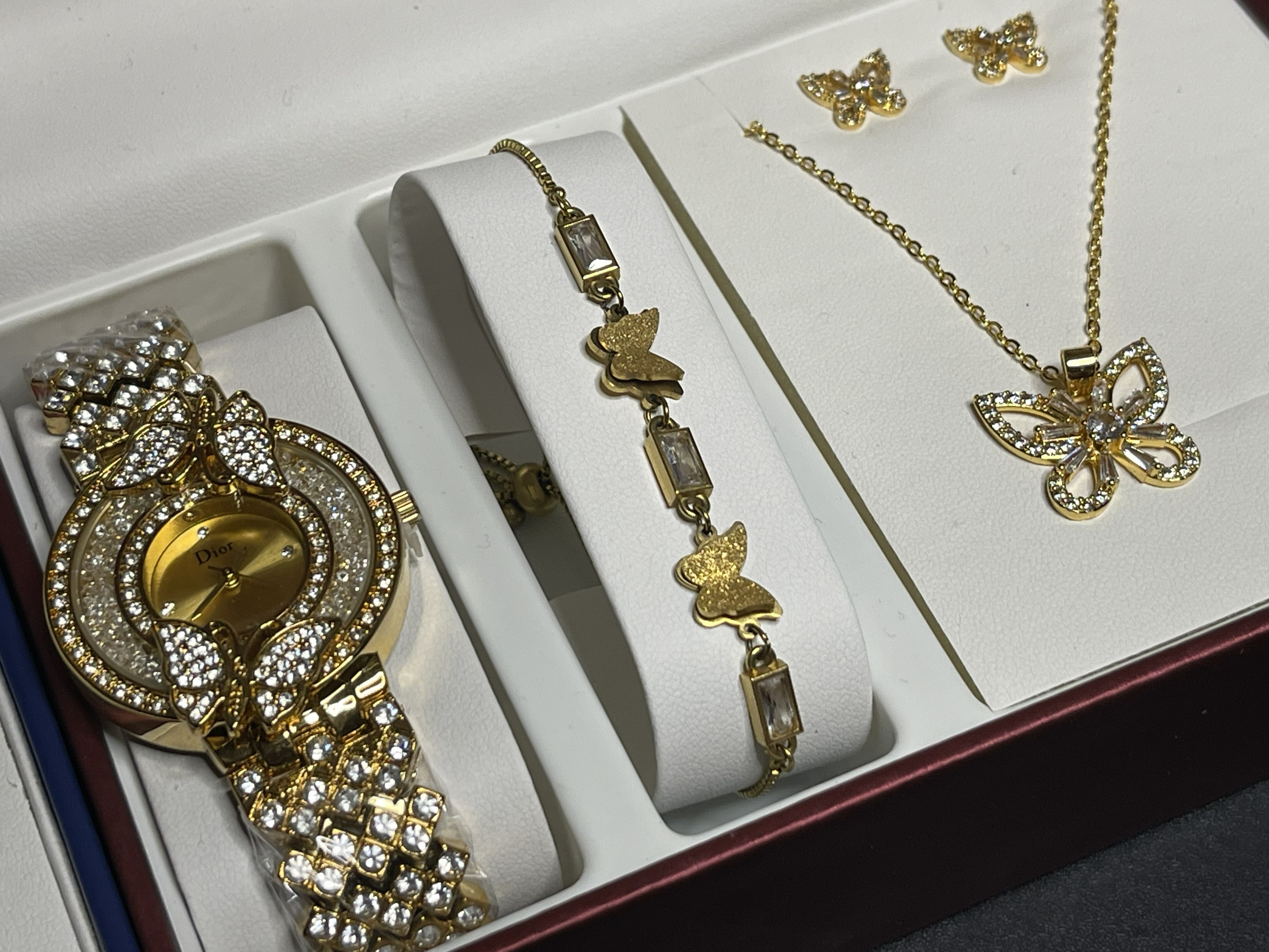 Golden Butterfly Luxury Watch & Jewelry Set