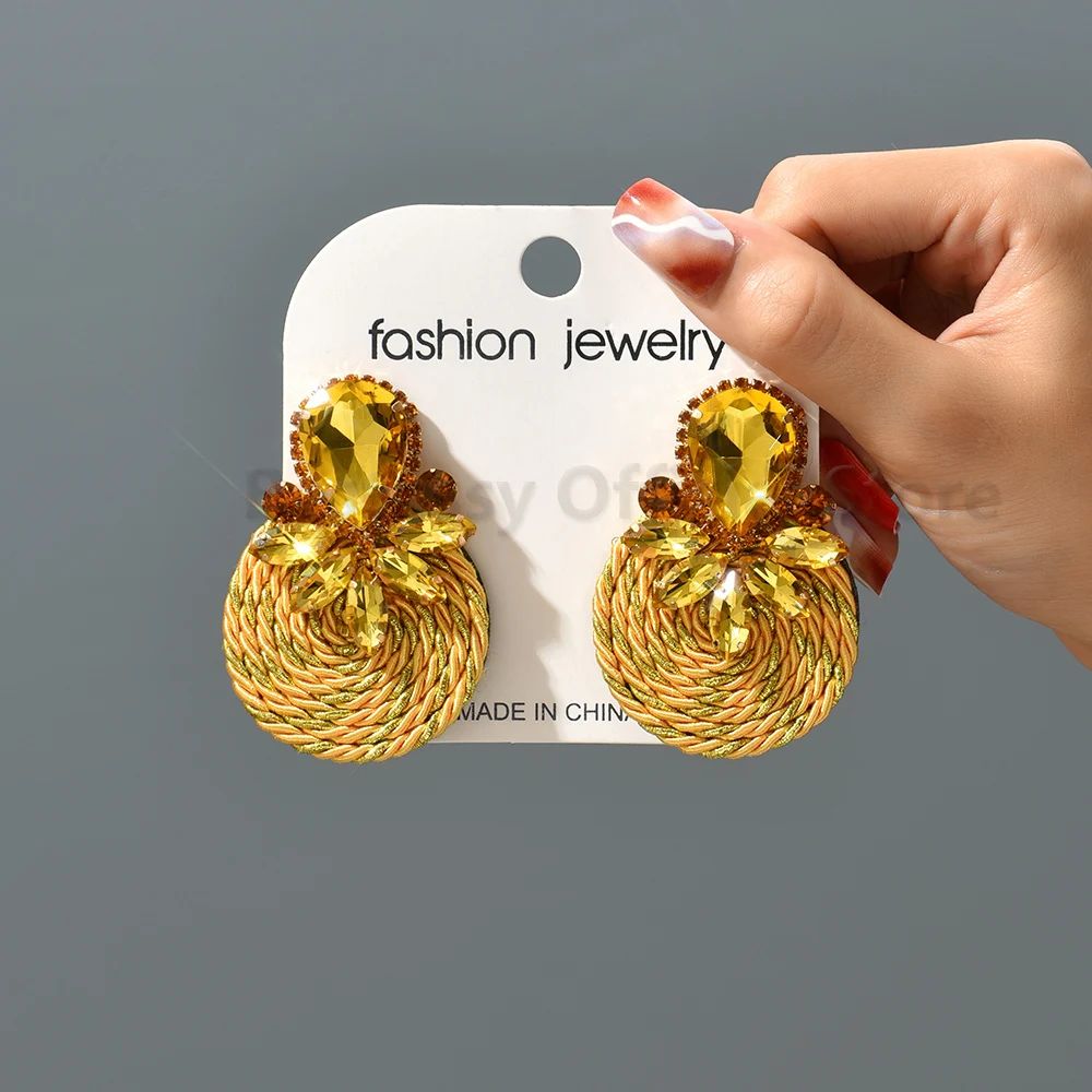 Textured Yellow Statement Earrings