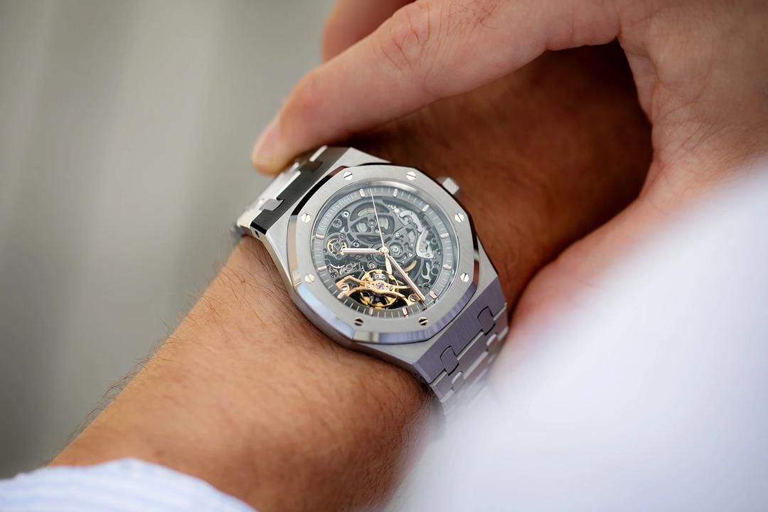 Silver-Tone Skeleton Watch